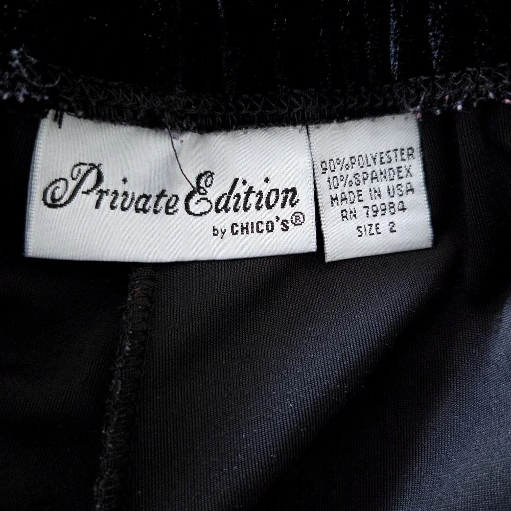 VTG Chicos Private Edition Black Velvet Wide Straight Leg Pants Stretch Size 2/L - Picture 3 of 4